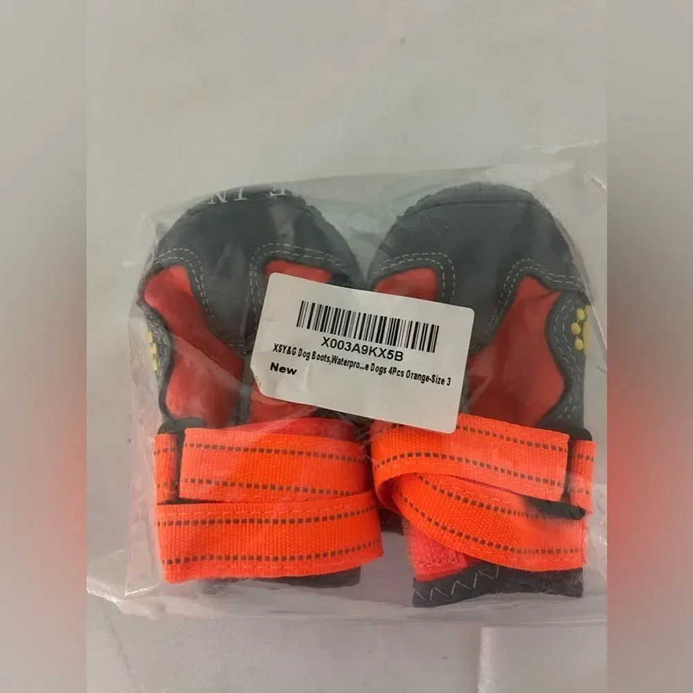New dog‎ water proof boots orange and gray size 3